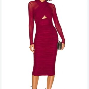 Bardot Burgundy Long-Sleeve Dress